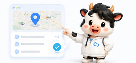 地図と店舗投稿画面を案内する牛くんずAI